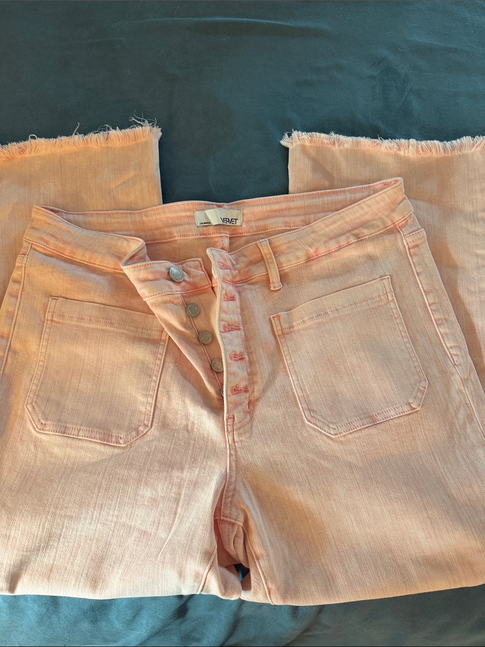 Bubblegum Blues Light Pink Crop Flare Vervet Jeans